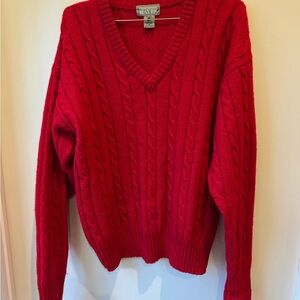Red Cable Knit Wool Sweater